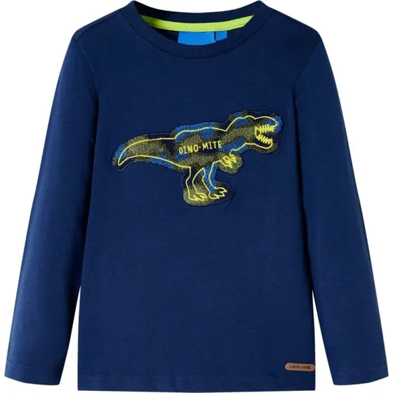 Langærmet T-shirt børn str. 116 - Marineblå