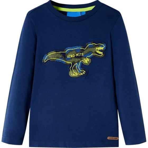 Langærmet T-shirt børn str. 128 – marineblå