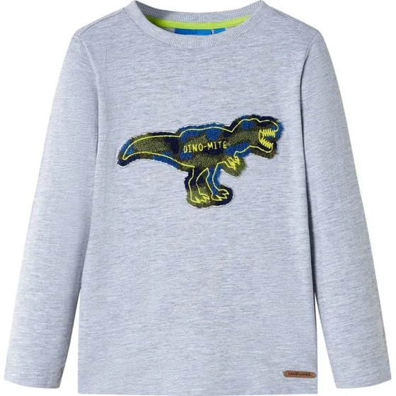 Langærmet T-shirt børn str. 104 - gråmeleret