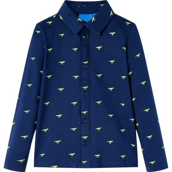 Skjorte til børn str. 92 – marineblå, langærmet