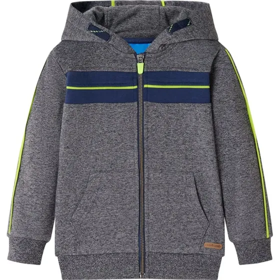 Børne-hættetrøje med lynlås gråmeleret, str. 92