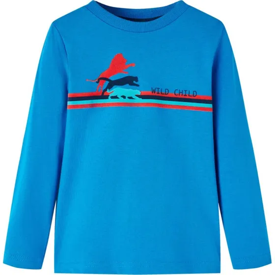 Langærmet T-shirt børn str. 128 - koboltblå