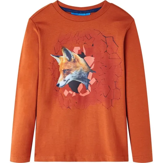 Langærmet T-shirt børn str.116 – rust
