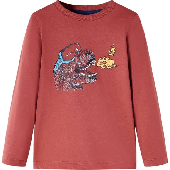 Langærmet T-shirt børn str.104 mørkerød