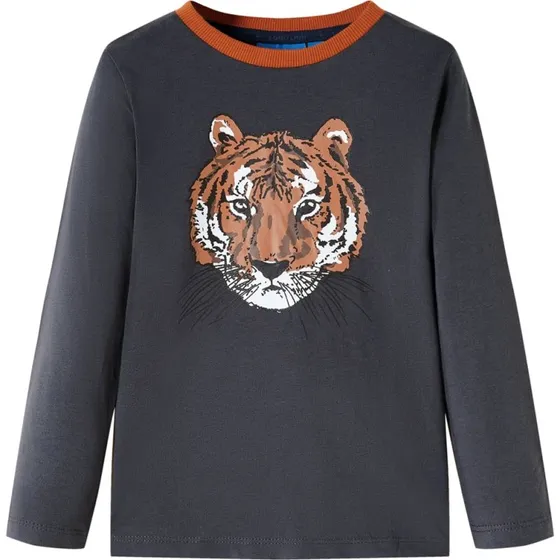 Langærmet T-shirt børn str. 92 - Antracitgrå