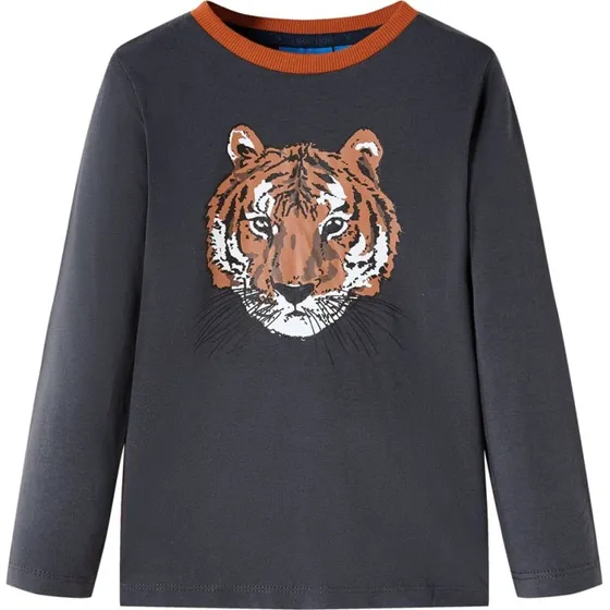 Langærmet T-shirt børn str. 104 – antracitgrå