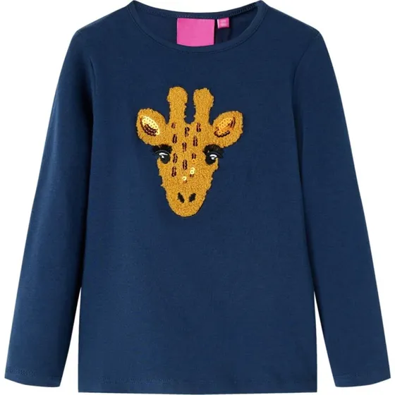 Langærmet T-shirt børn str. 140 – marineblå