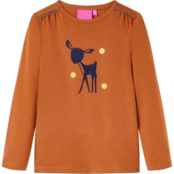 Langærmet T-shirt børn cognac str. 128