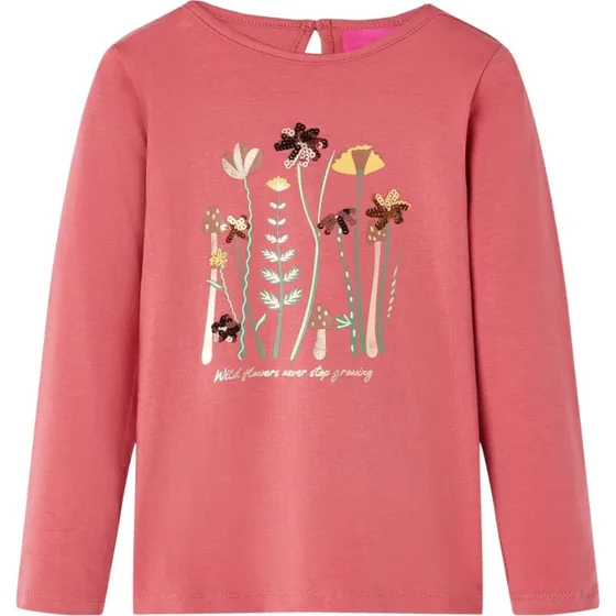 Langærmet T-shirt børn str.128 – gammelrosa
