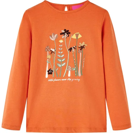 Langærmet T-shirt til børn 128 cm - Orange