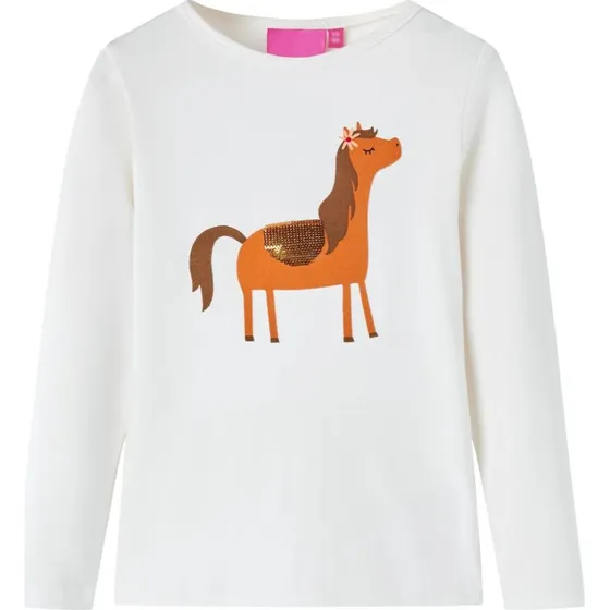 Langærmet T-shirt børn ecru str. 104