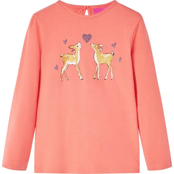 Langærmet T-shirt børn str. 116 – koral