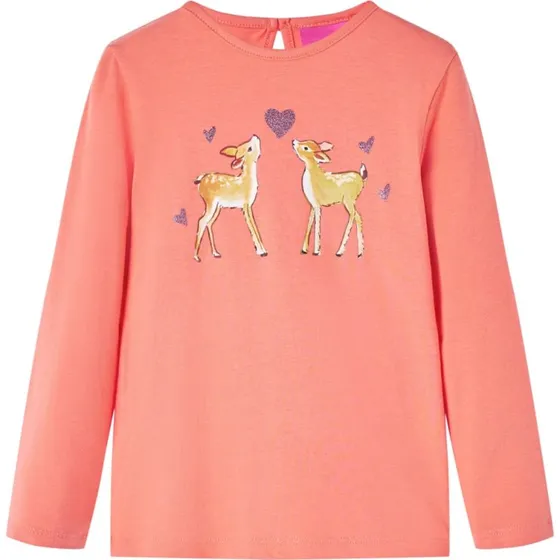 Langærmet T-shirt børn koral str. 128