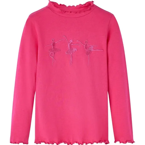 Langærmet børnetop 140 – pink, blød & holdbar