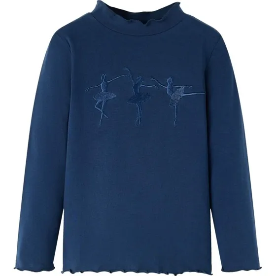 Langærmet T-shirt børn 104 – Marineblå
