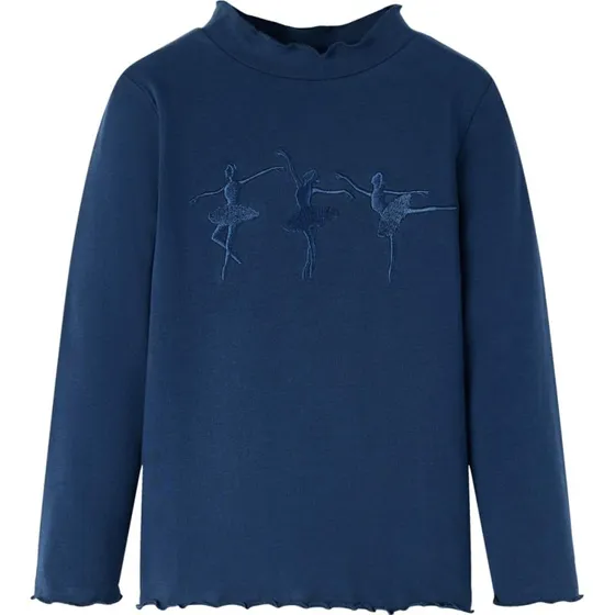 Langærmet T-shirt børn str. 140 – marineblå