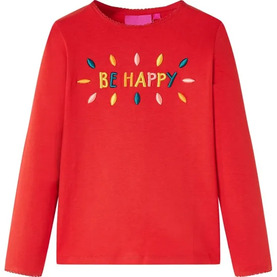 Langærmet rød børne-T-shirt str. 92