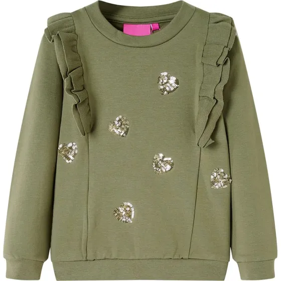 Kakifarvet sweatshirt til børn str. 92