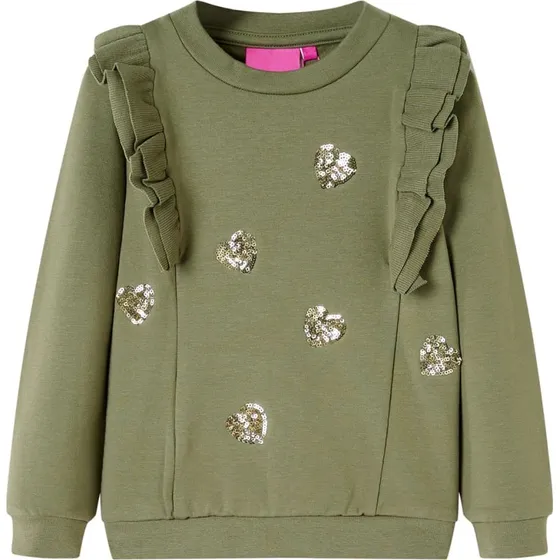 Børne-sweatshirt kakifarvet str. 140