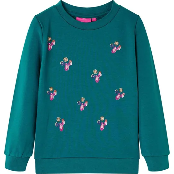 Børnesweatshirt mørkegrøn str. 116