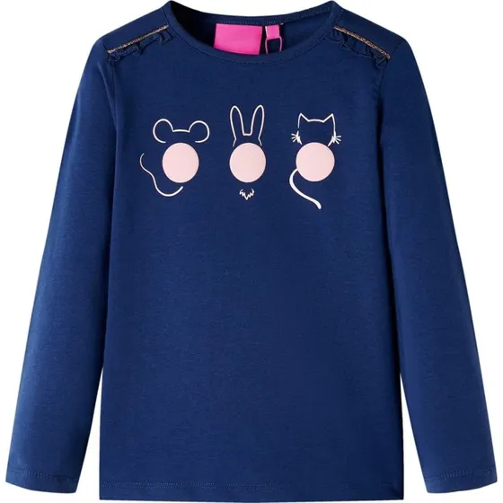 Langærmet T-shirt børn str. 140 - Marineblå