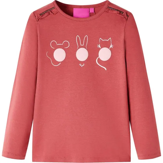 Langærmet rød T-shirt til børn, str. 104