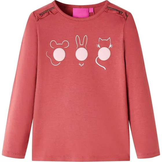 Langærmet T-shirt børn rød str. 140