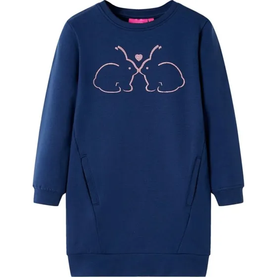 Marinebl sweatshirtkjole til brn str. 104