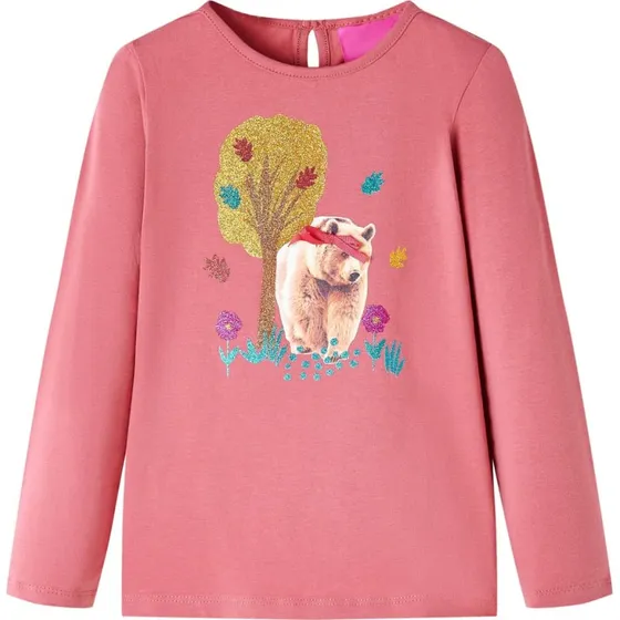 Langærmet T-shirt til børn str.140, gammelrosa