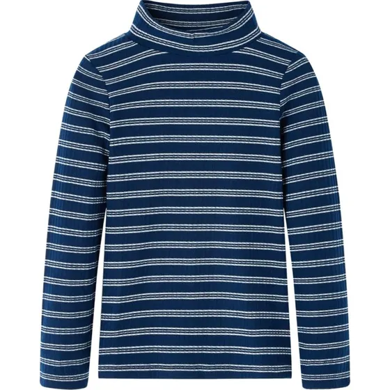Langærmet børne-T-shirt str.140 i marineblå