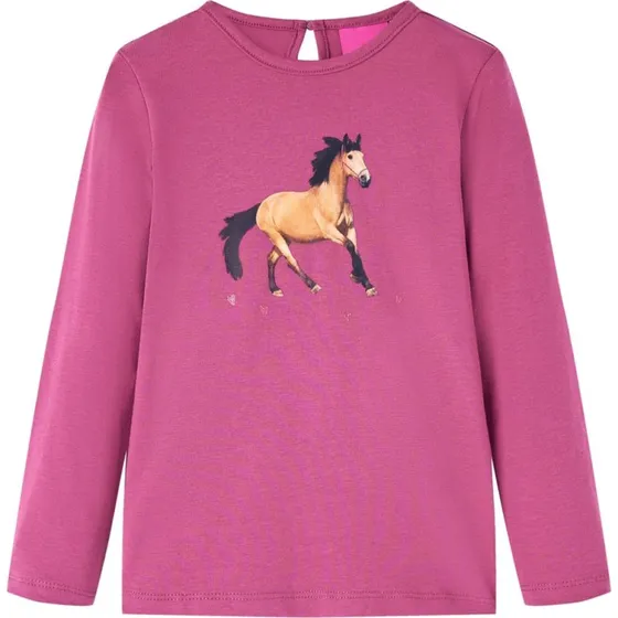 Langærmet T-shirt børn 92 cm – Pink med print