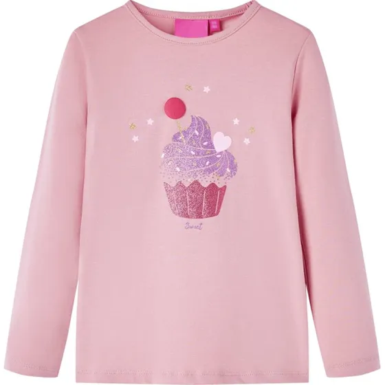 Langærmet T-shirt børn str.116 - Lyserød