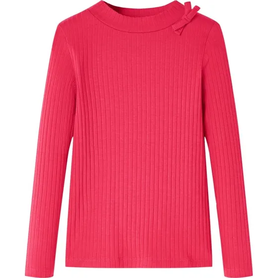 Langærmet T-shirt til børn str. 92 – Pink med sløjfe