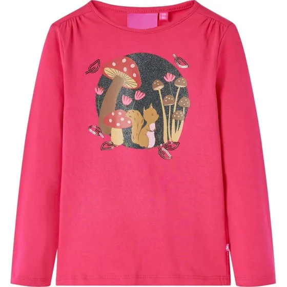 Langærmet T-shirt til børn str. 128 – Pink med motiv
