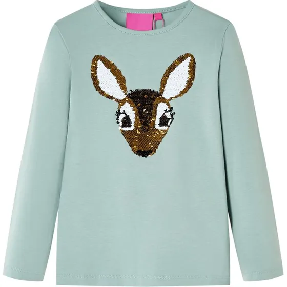 Langærmet T-shirt børn str.116 – mintgrøn