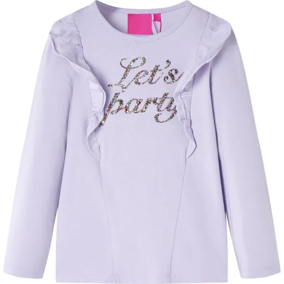 Langærmet T-shirt børn str. 128 – lys lilla