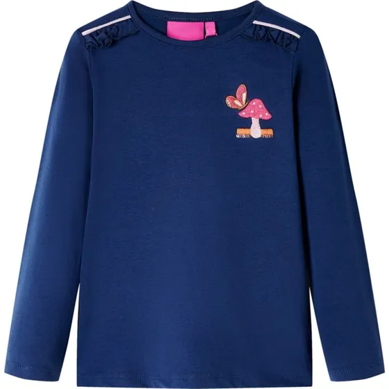 Langærmet T-shirt til børn, marineblå str. 116