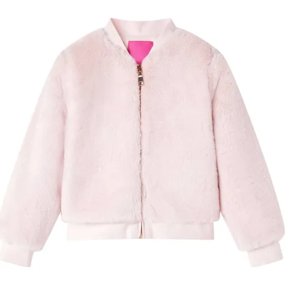 Brnejakke i imiteret pels, lyserd  str. 116