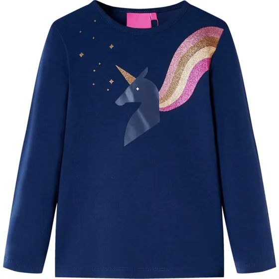 Langærmet T-shirt børn str.116 - Marineblå