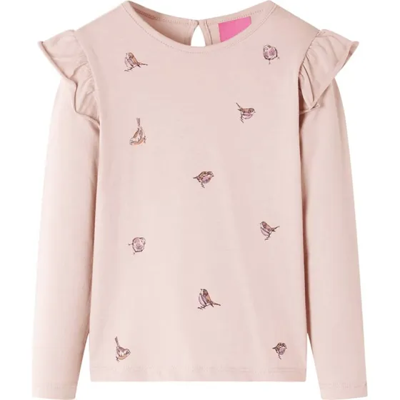 Langærmet T-shirt til børn - Lyserød str. 116
