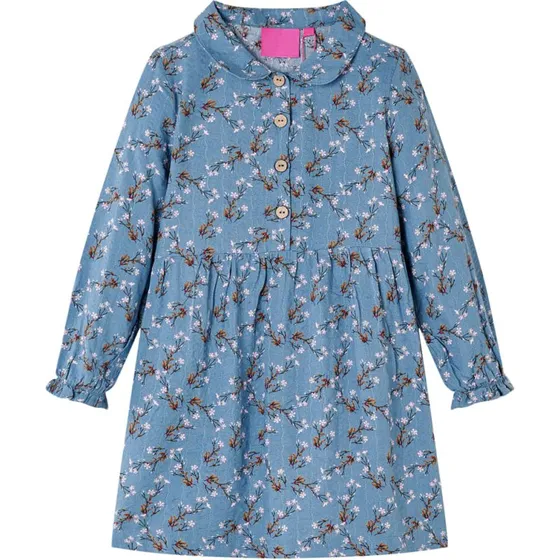 Langrmet kjole til brn str. 104 - petroleumsbl