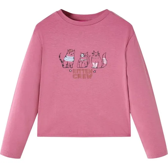 Langærmet T-shirt til børn 92 cm – Pink med killinger
