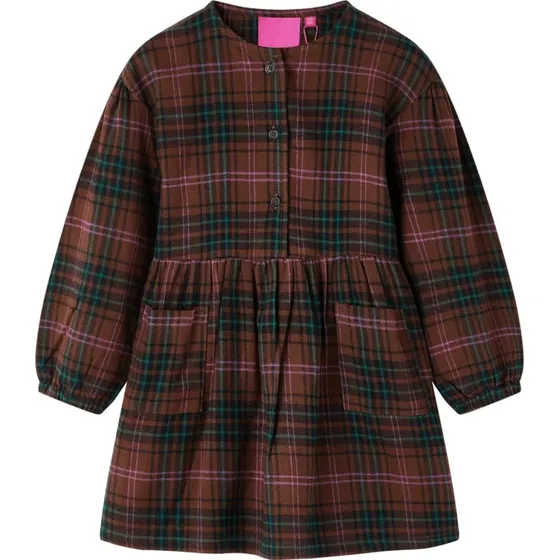 Langrmet kjole til brn, cognac str. 116