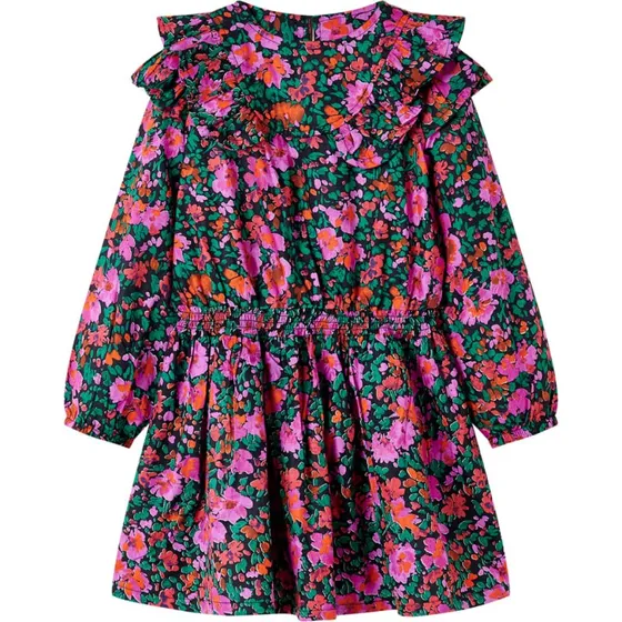 Langrmet brnekjole str. 128 - Pink med flser