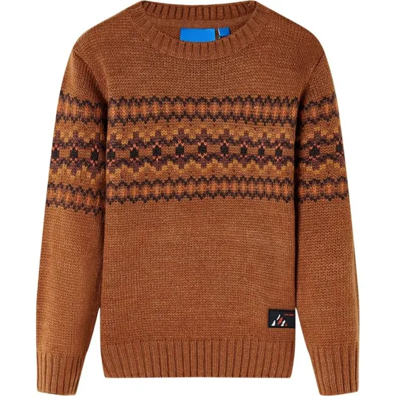 Cognac strikket børnesweater str. 92