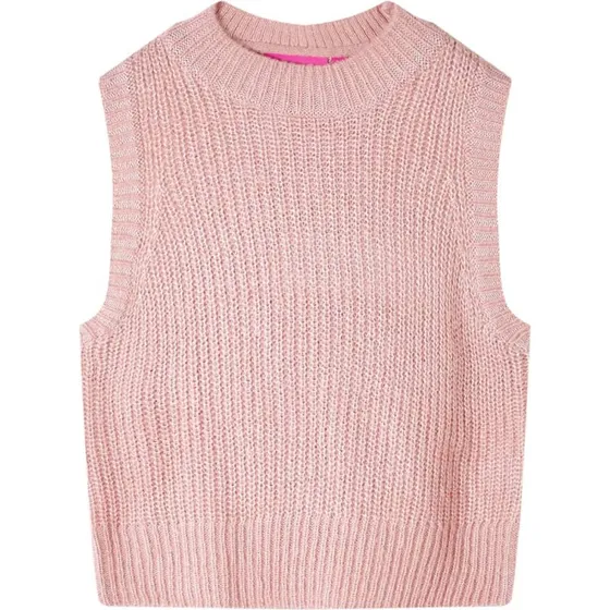 Strikket vest til børn, lyserød - str. 128