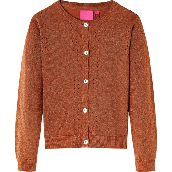 Strikket børnecardigan str. 92 – cognac