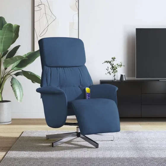 Massagestol med fodstøtte og USB-vibration - blå