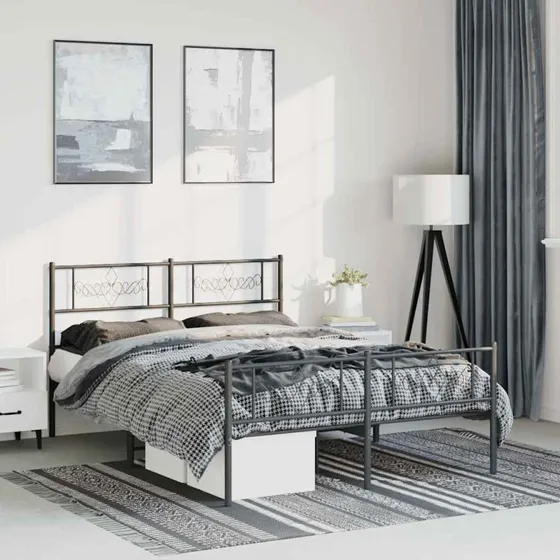 Sengeramme 135x190 cm i sort pulverlakeret metal