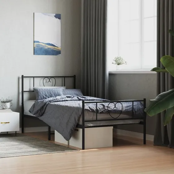 Sengeramme 75x190 cm i sort pulverlakeret stål